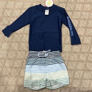 NWT Rugged Butts / Ruffle Butts swim shirt and swim trunks